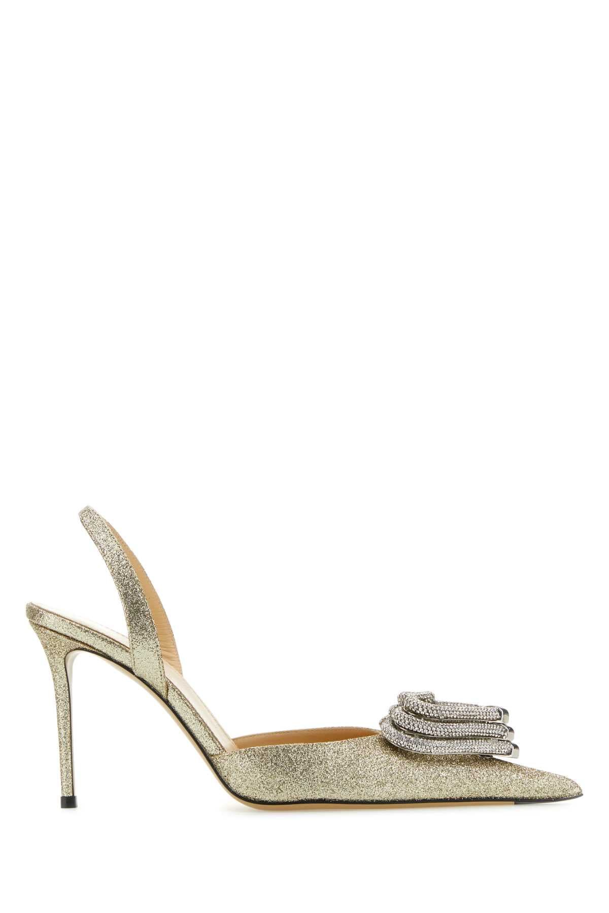Platinum fabric pumps