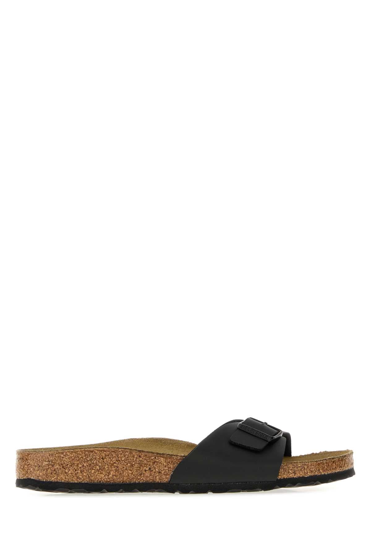 Black leather Madrid slippers