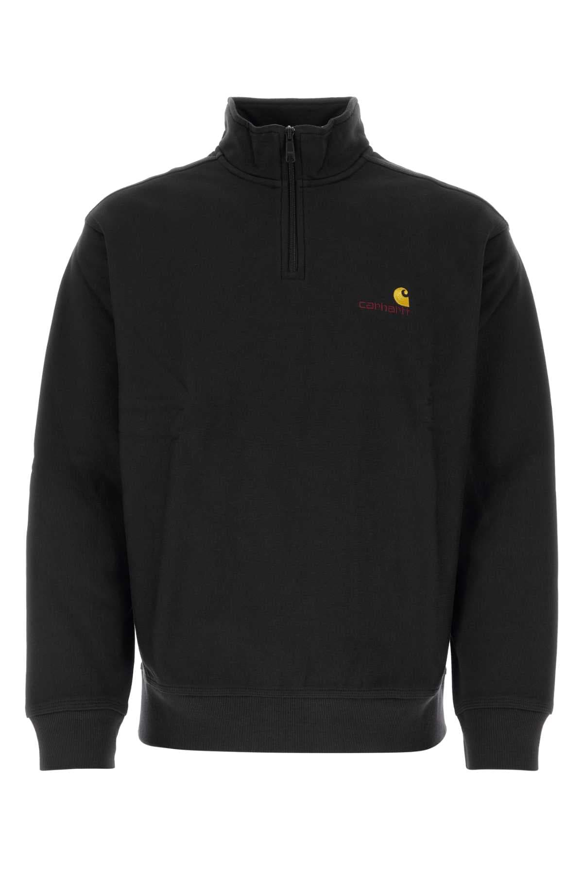 Black cotton blend Half Zip American Script Sweat