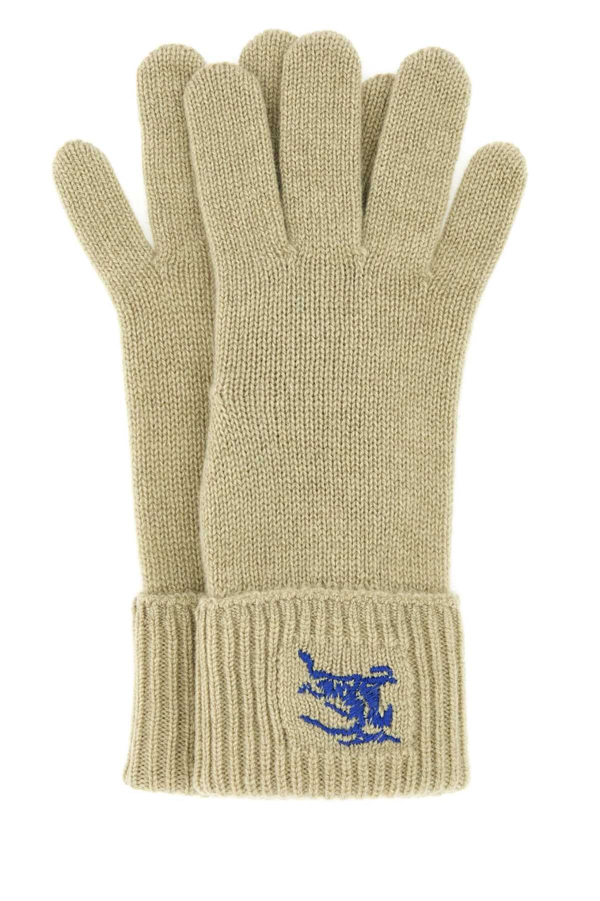 Khaki cashmere blend gloves