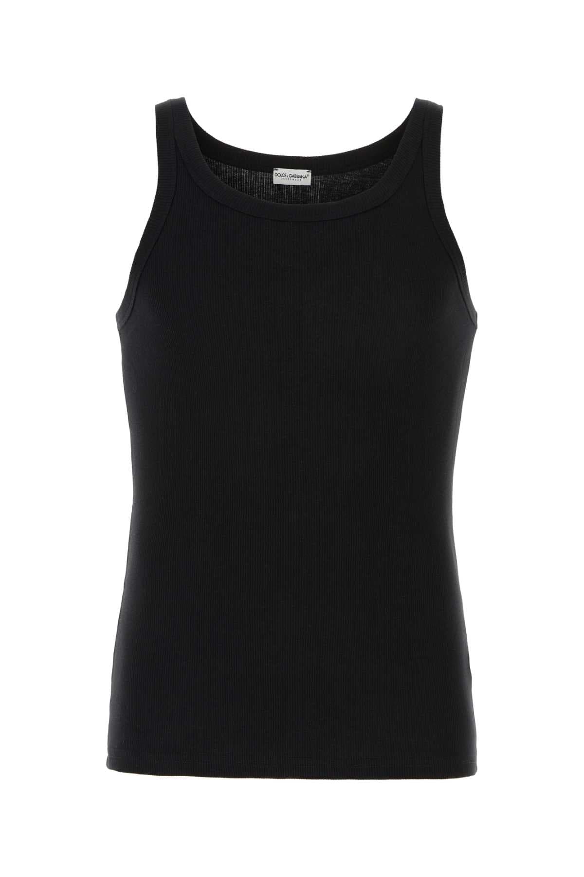 Black cotton Marcello tank top