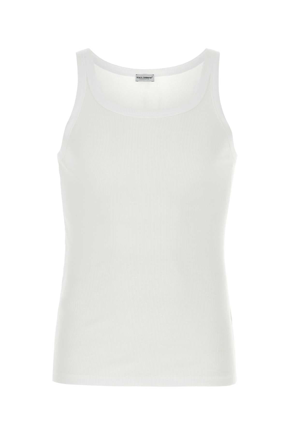 White cotton Marcello tank top