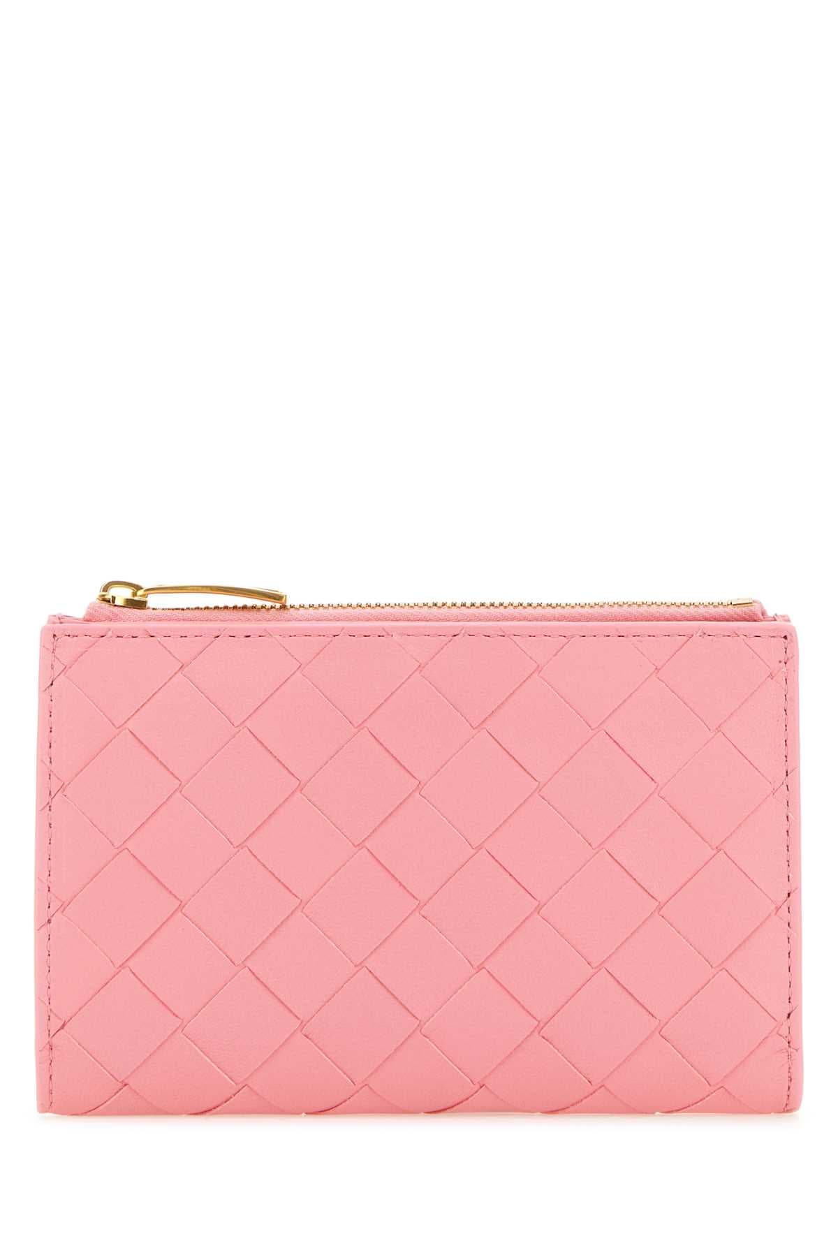 Pink nappa leather medium Intrecciato wallet