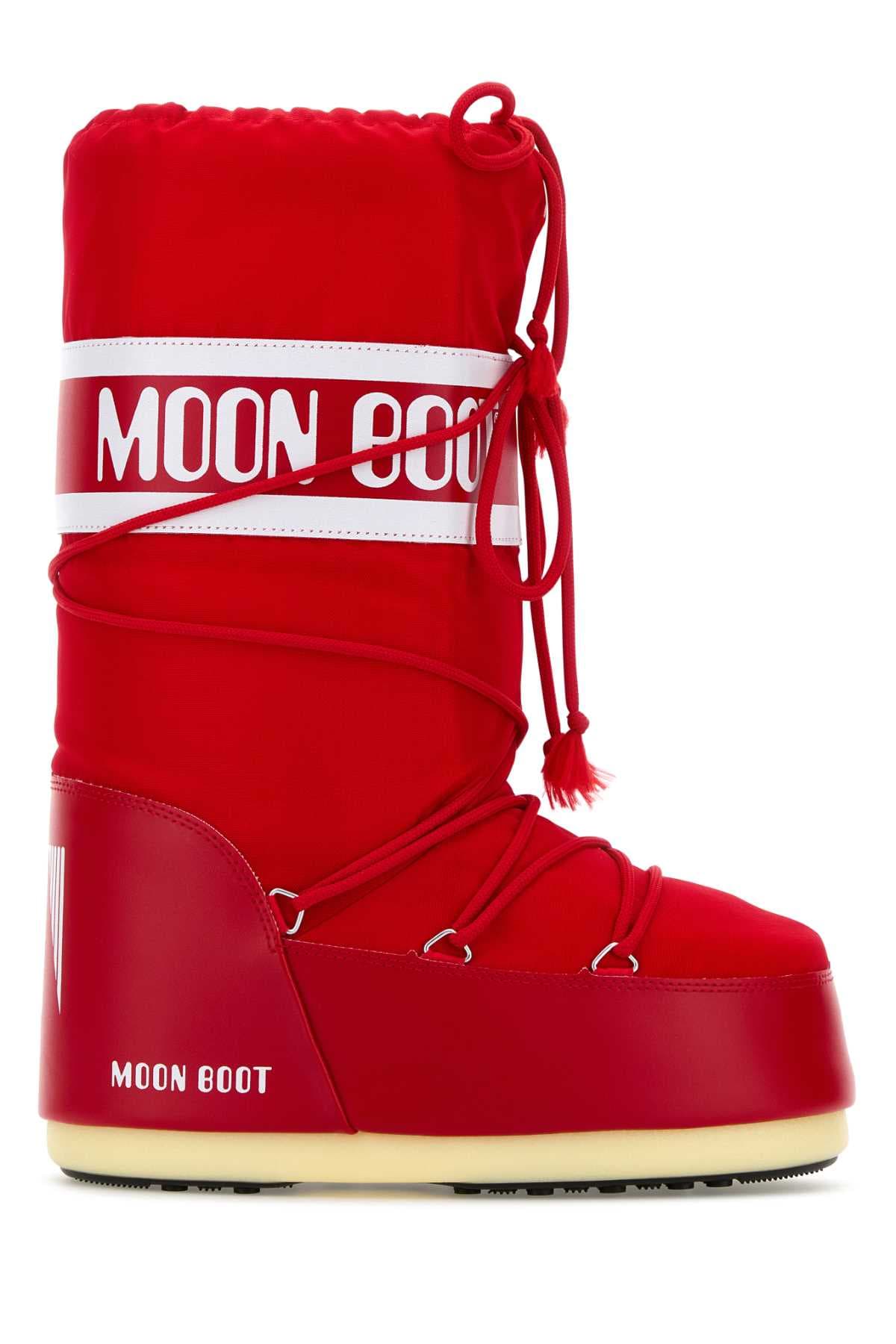 Red nylon and synthetic leather Icon boots