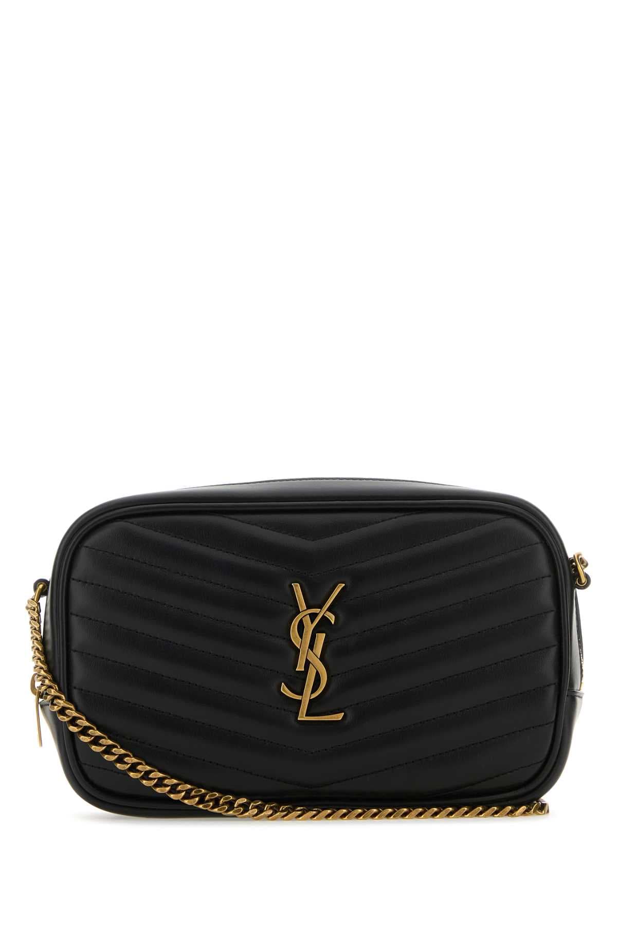 Black leather mini Lou crossbody bag