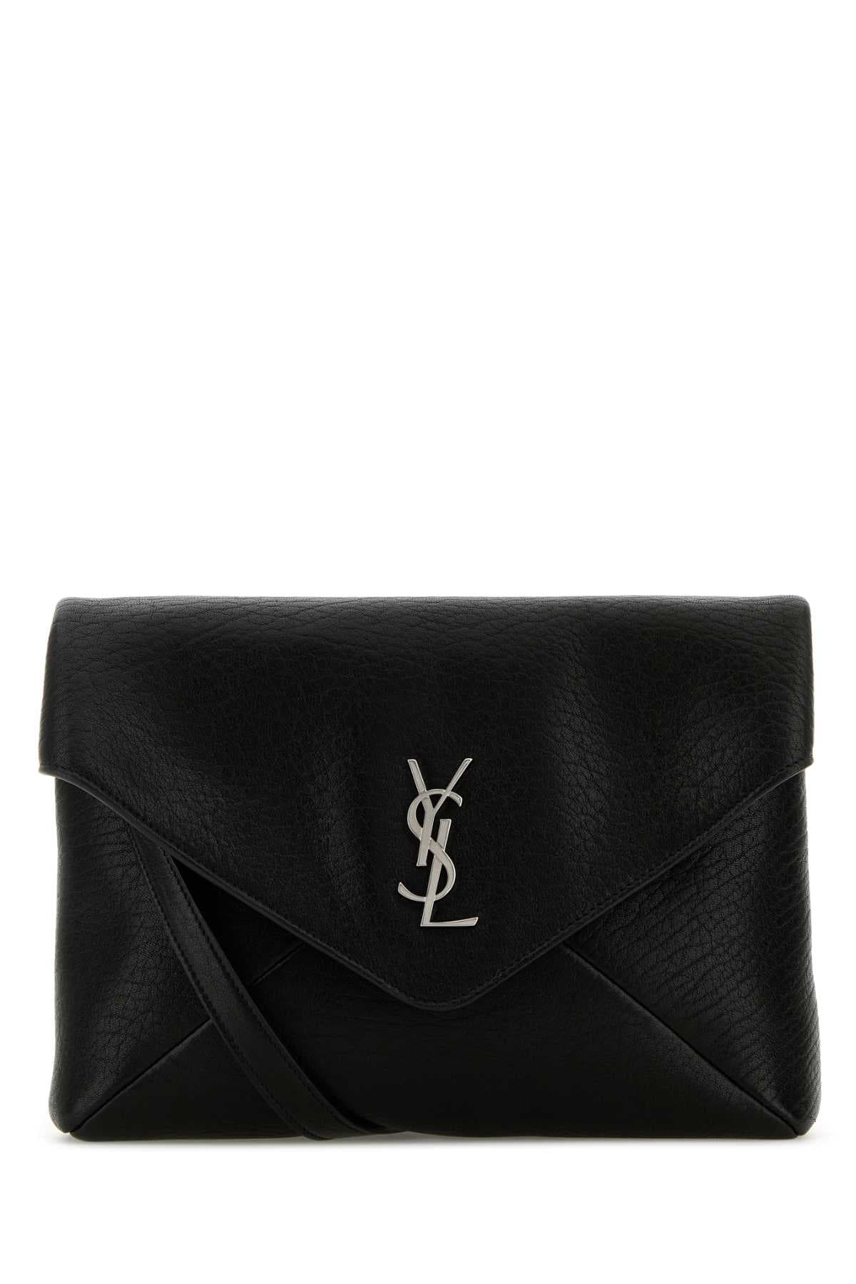 Black leather Cassandra clutch
