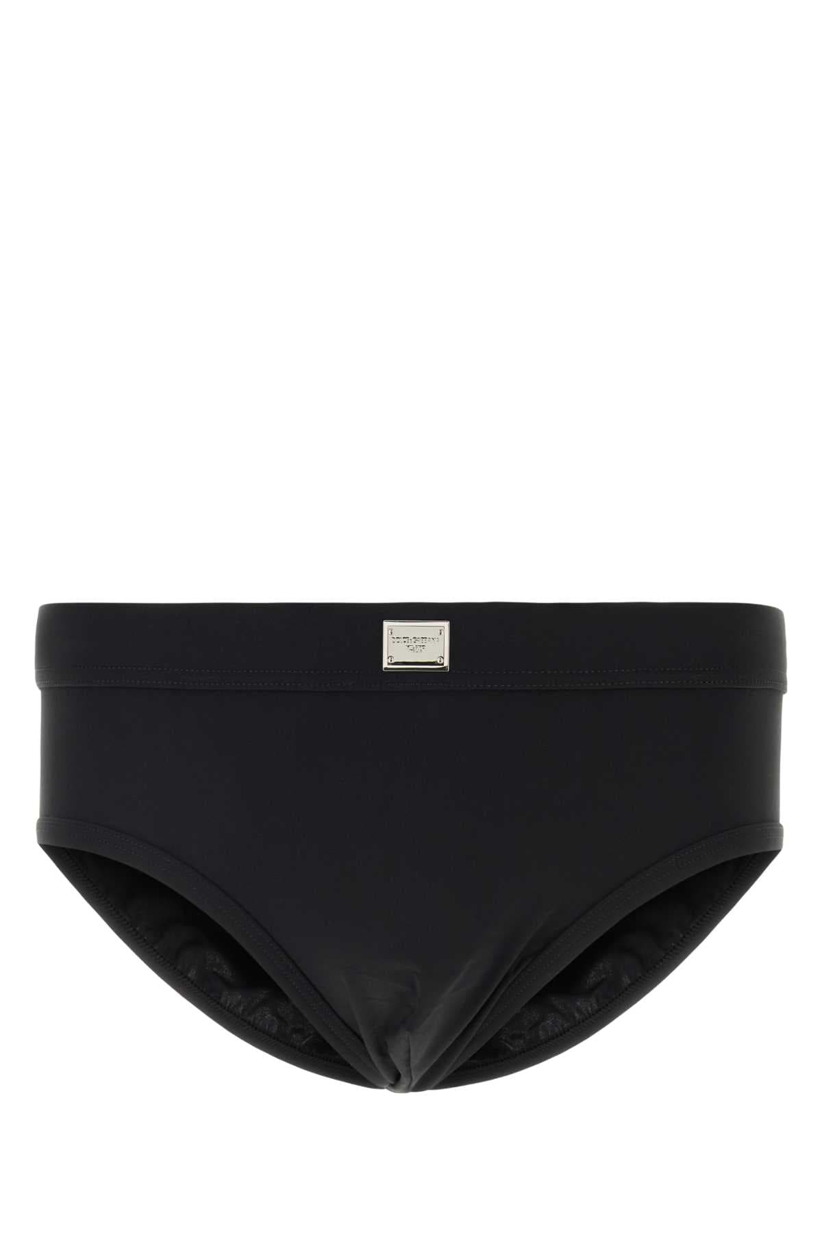 Black stretch nylon swimming brief