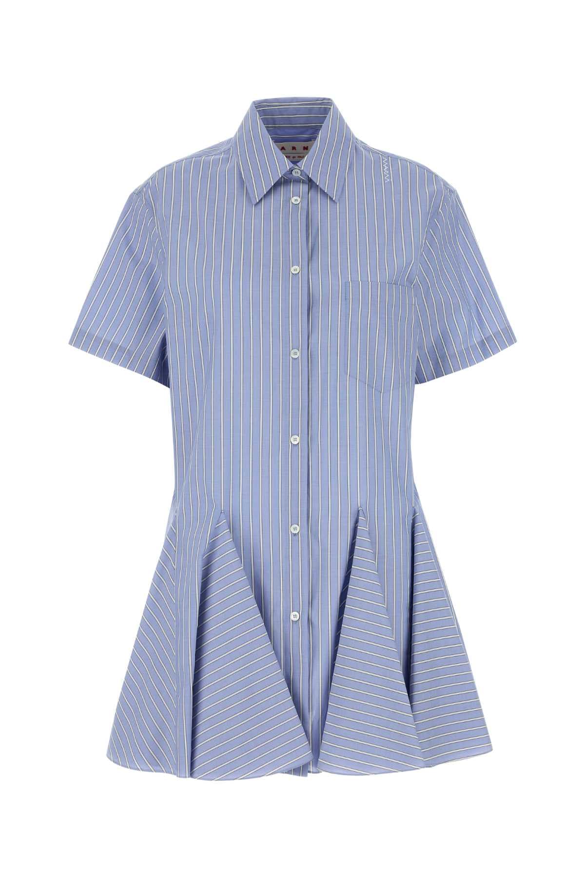 Embroidered poplin shirt dress