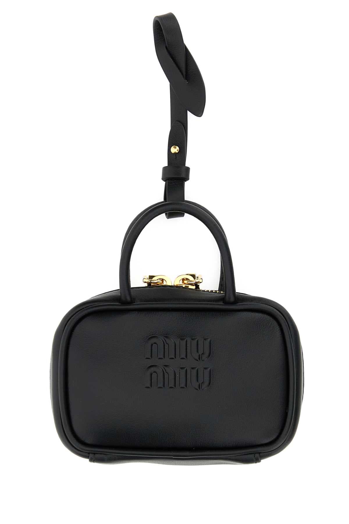 Black leather Beau keyring necessaire