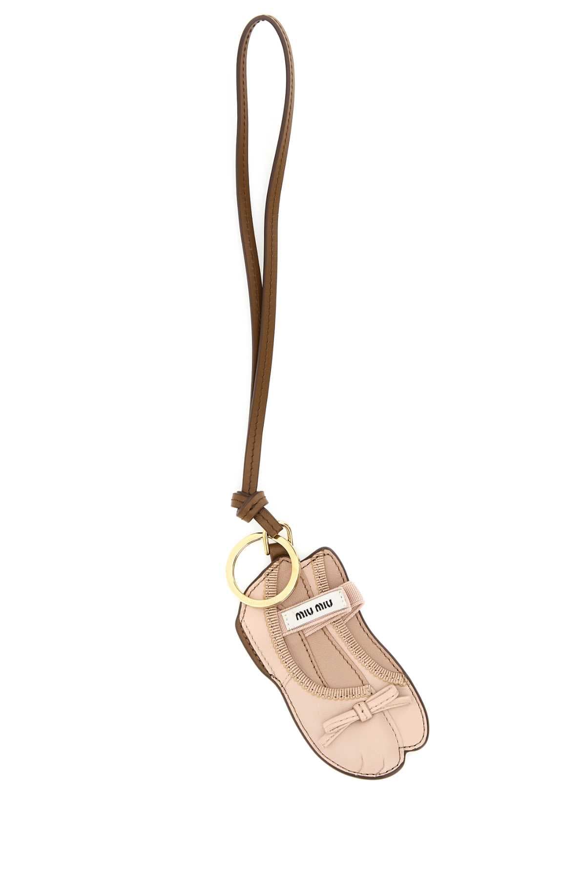 Pastel pink leather keyring