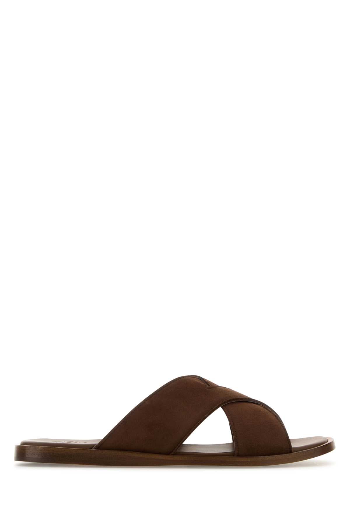 Brown suede Oriyah slippers
