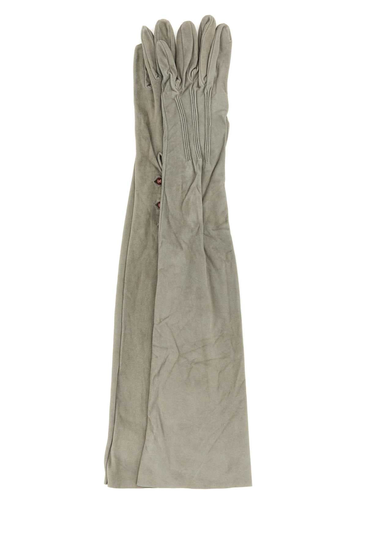 Ligh grey suede long gloves