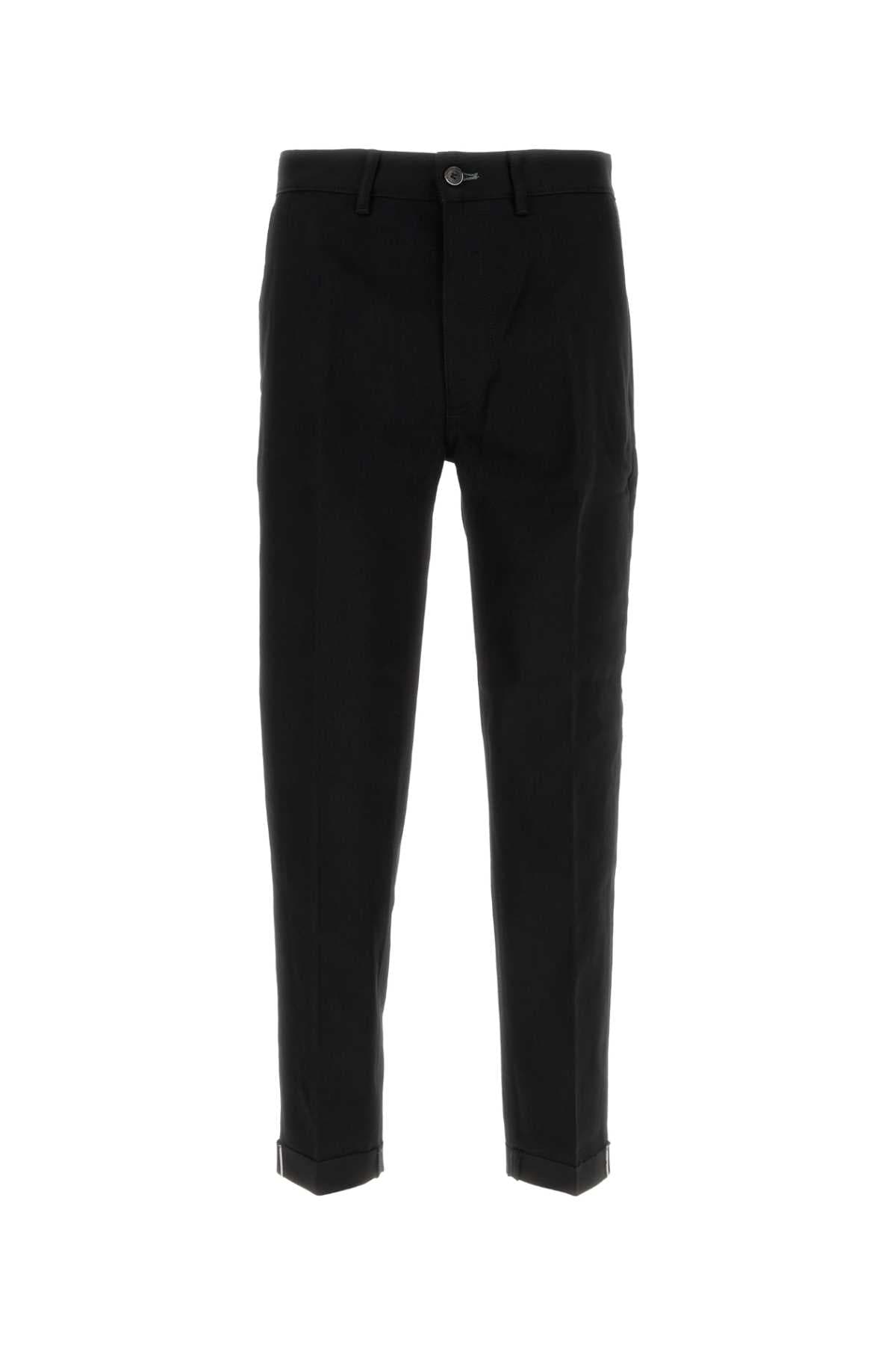 Black stretch cotton blend pant