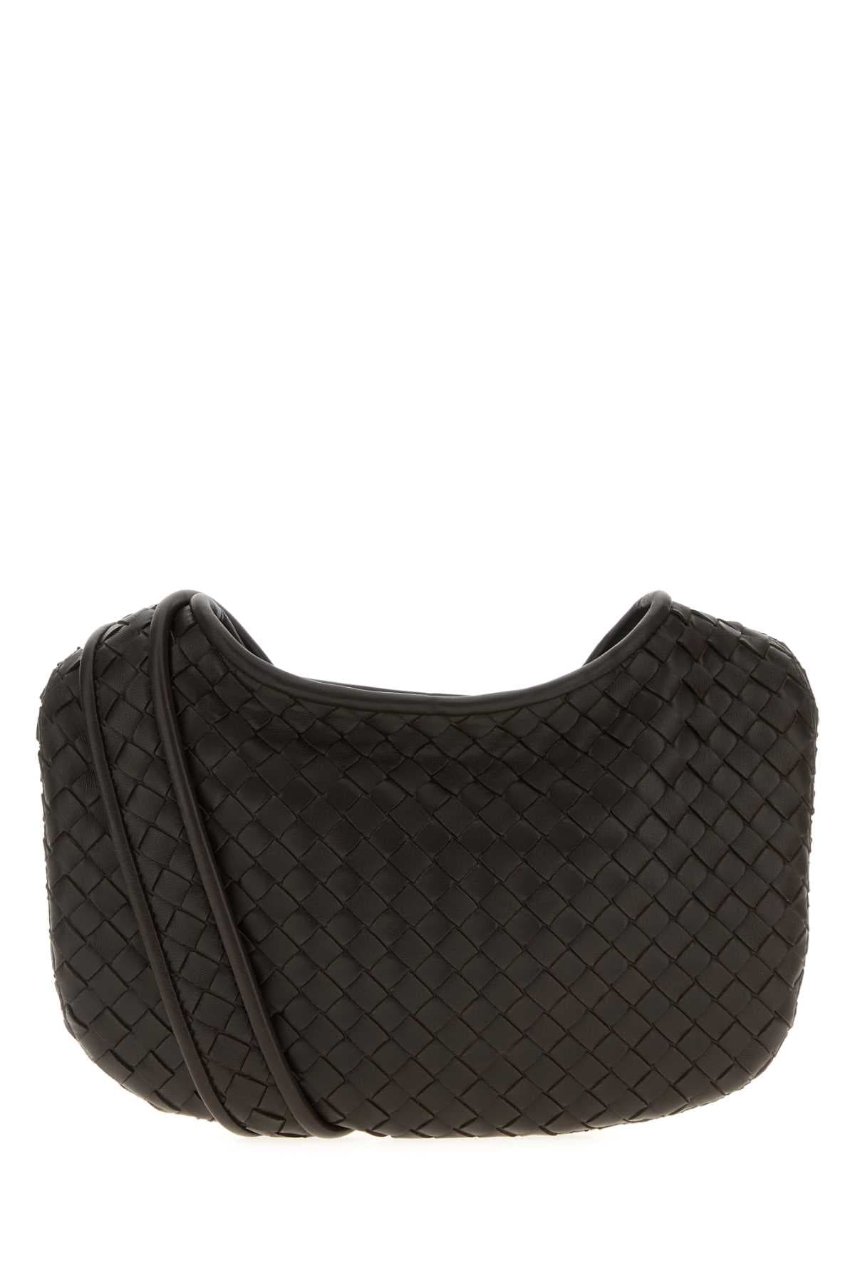 Dark brown leather small Veneto crossbody bag