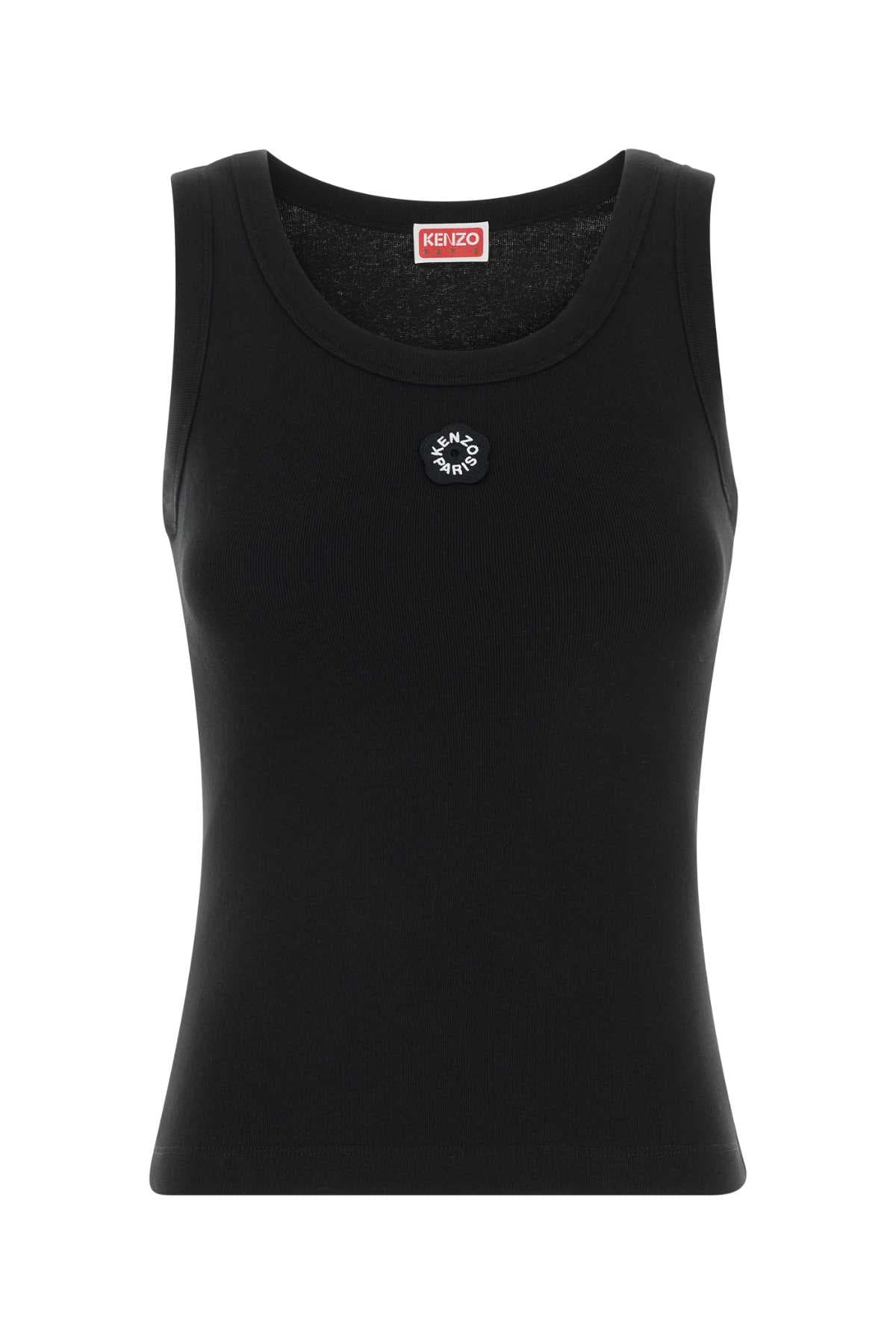 Black stretch cotton tank top