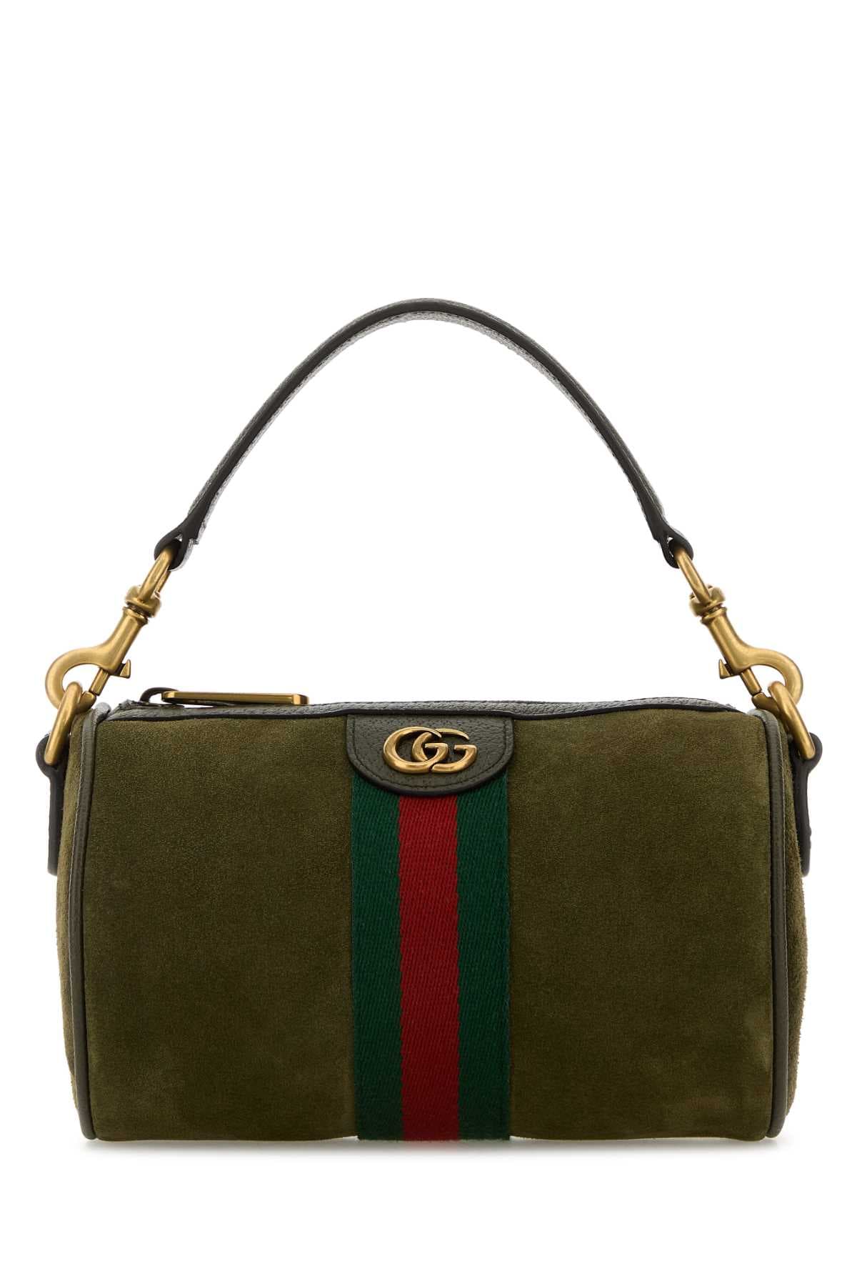Olive green suede mini Ophidia handbag