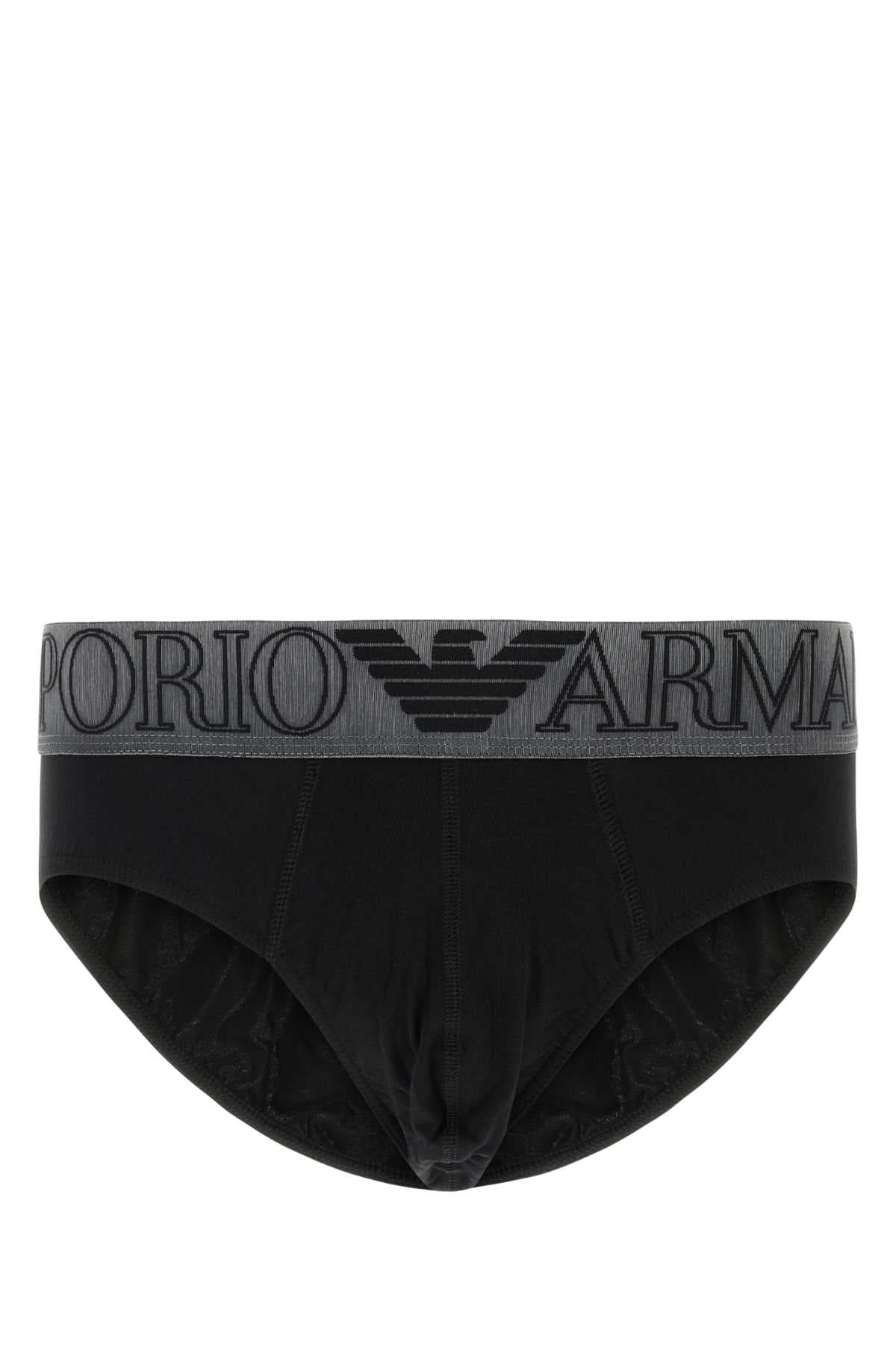 Black stretch cotton brief