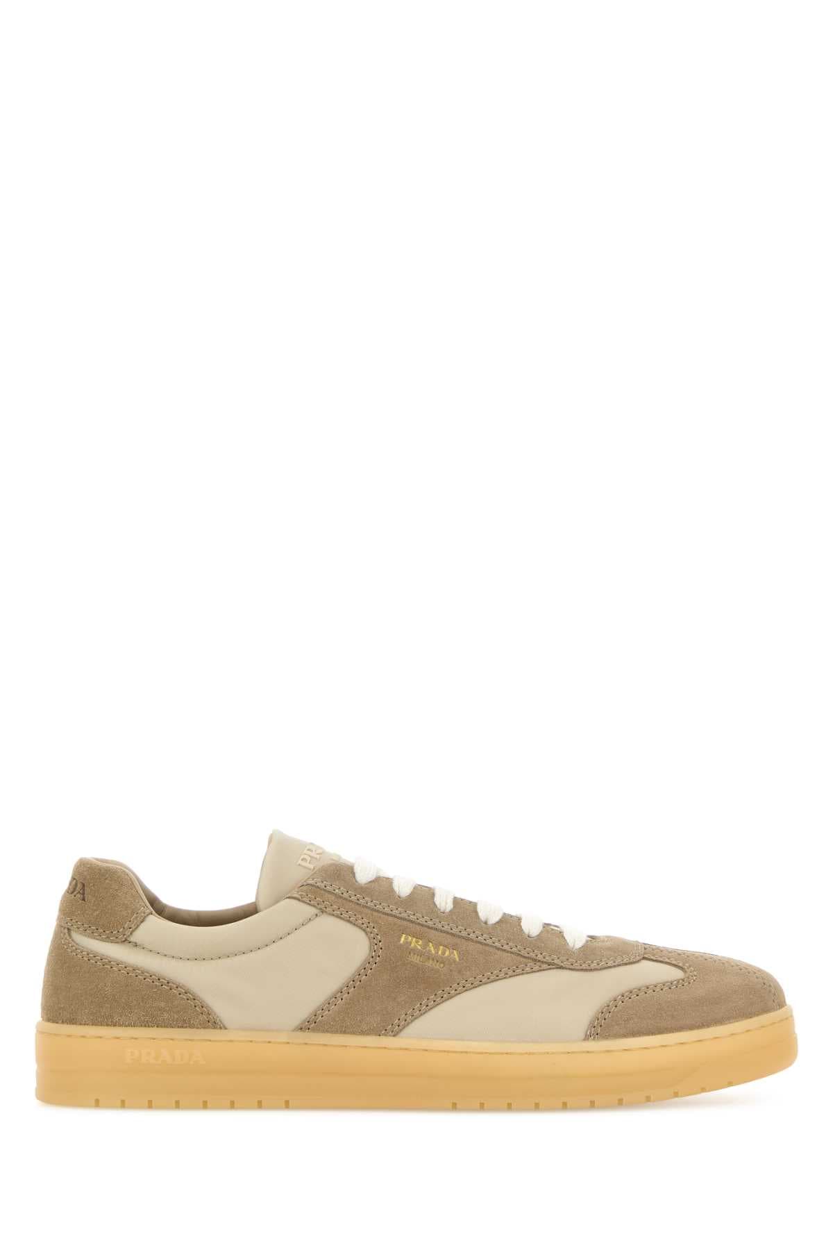 Beige suede e Re-Nylon sneakers