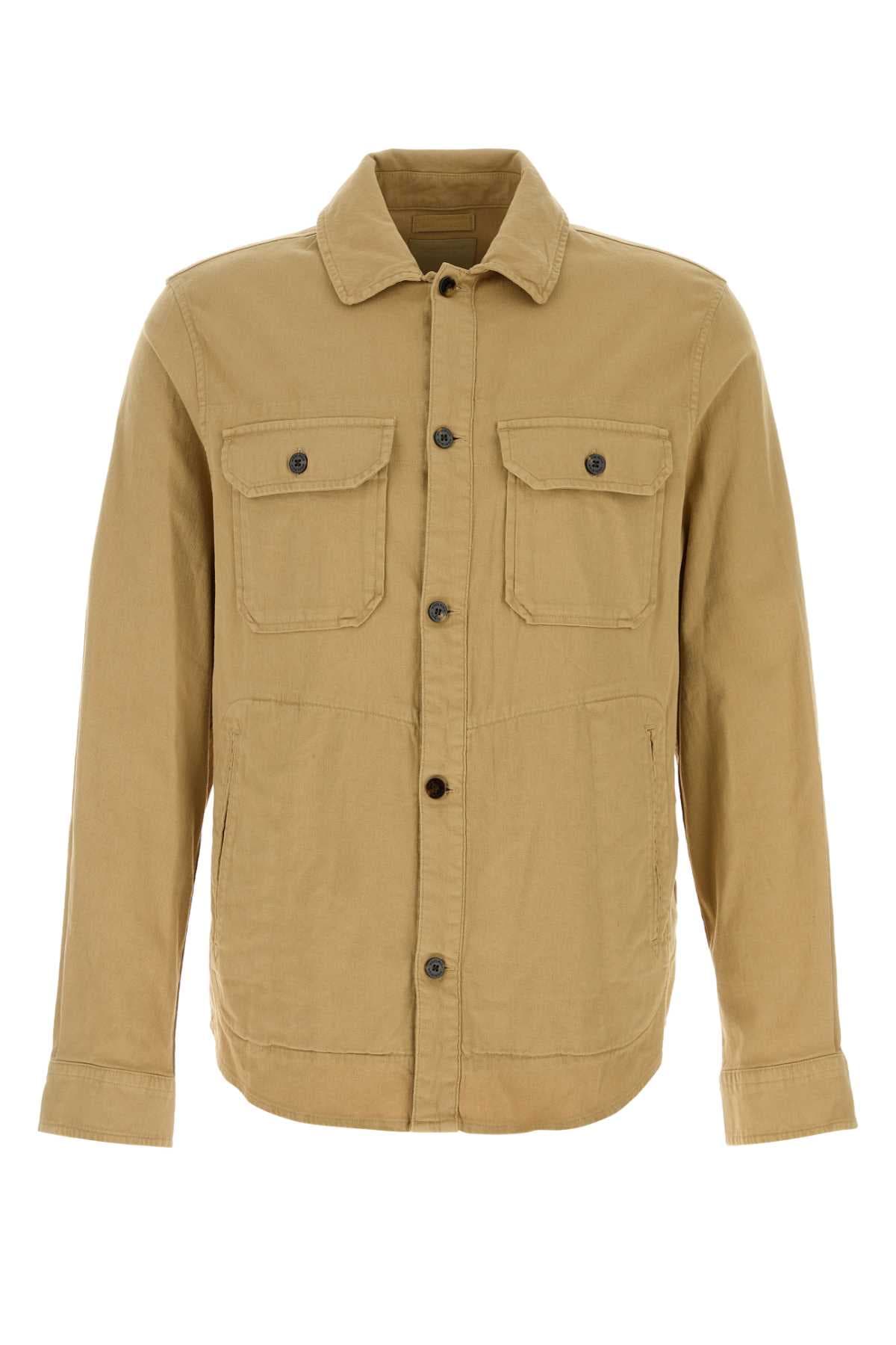 Beige stretch cotton shirt