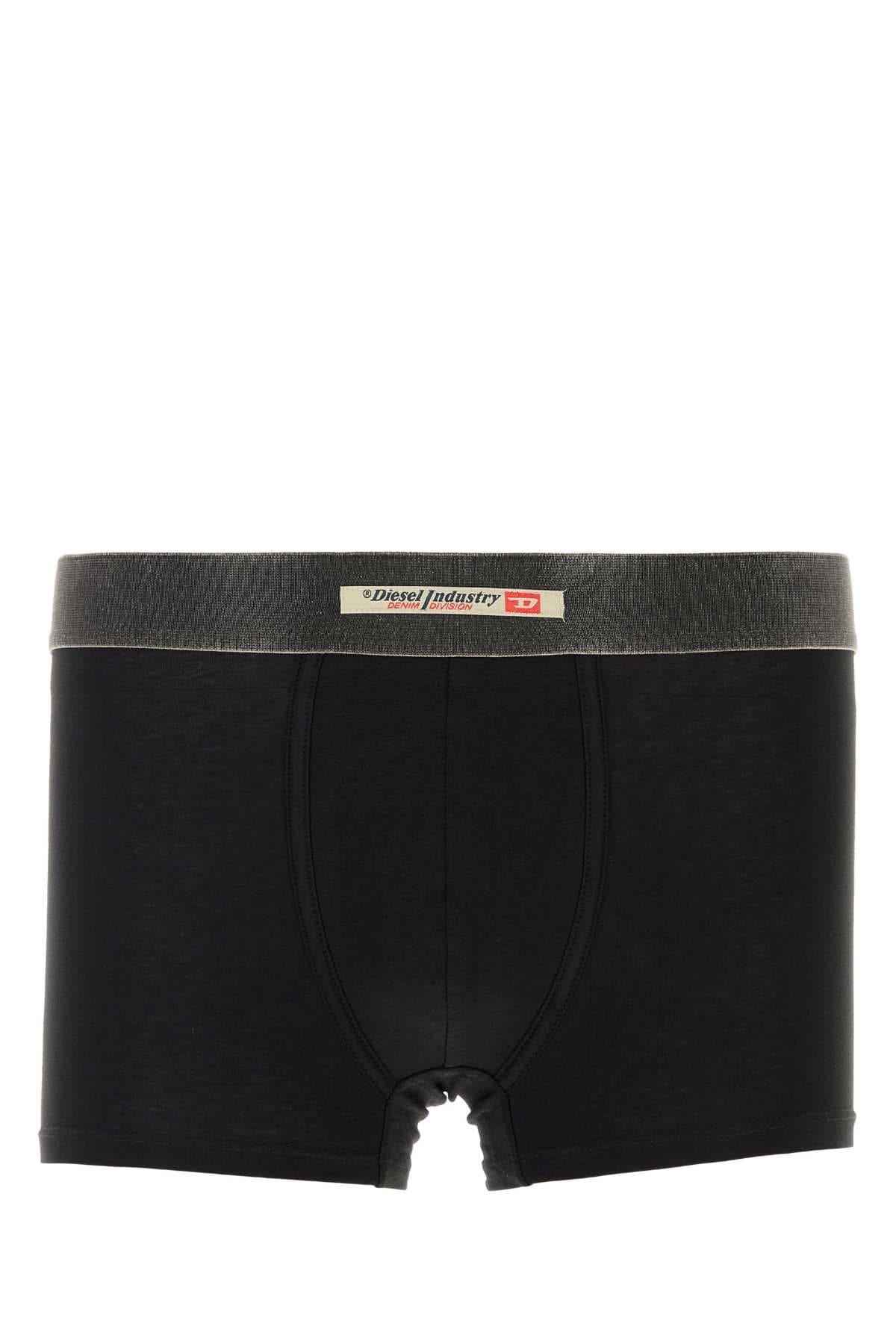 Black stretch cotton boxer set
