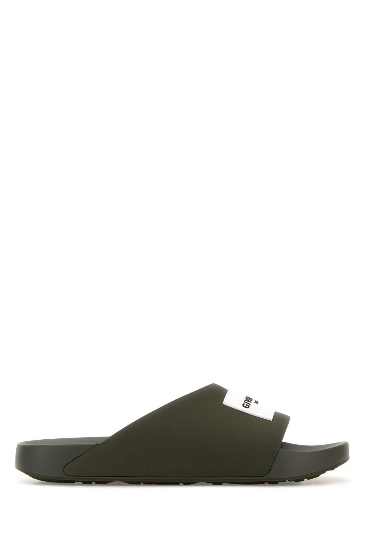 Army green rubber Label slippers