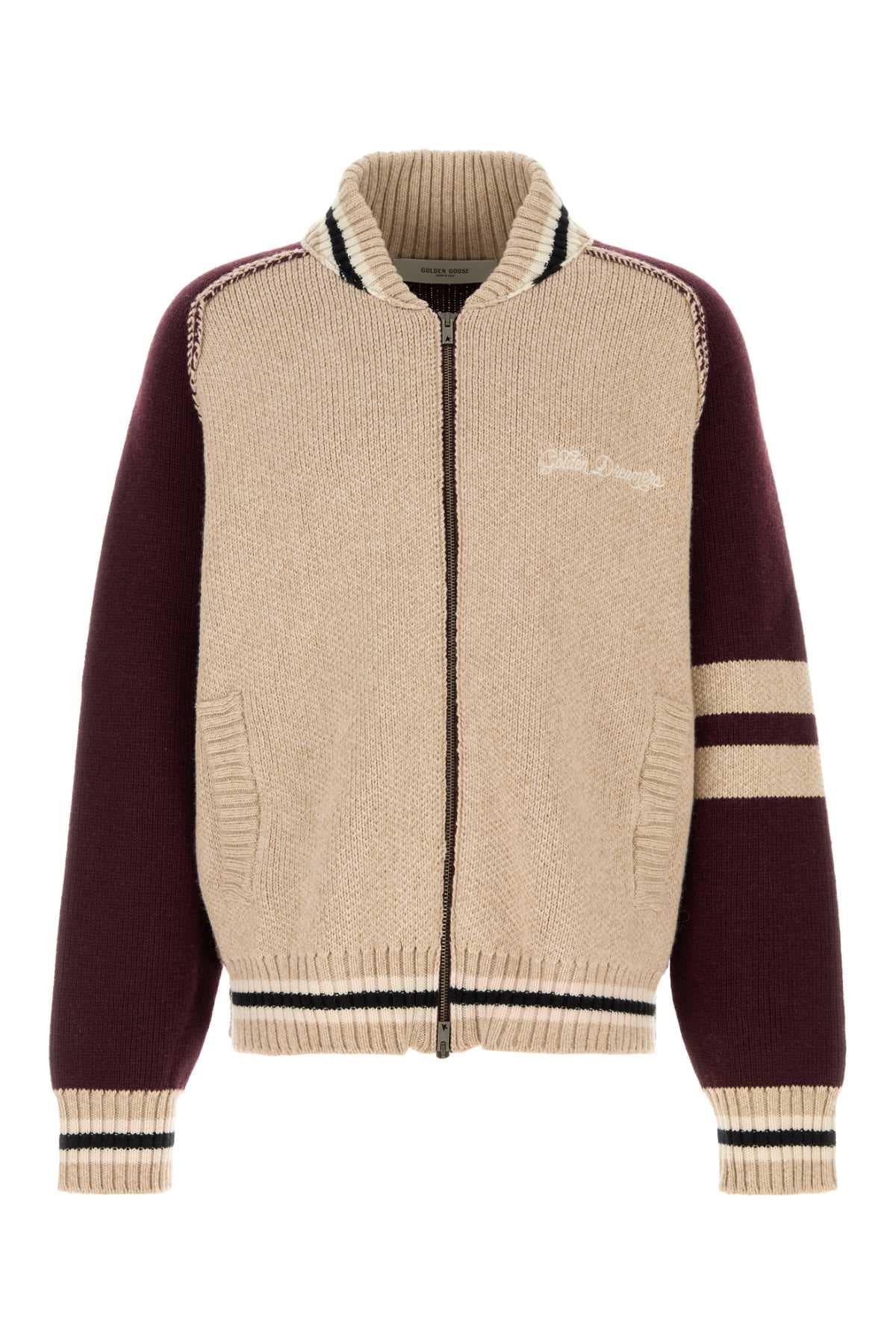 Beige wool blend cardigan