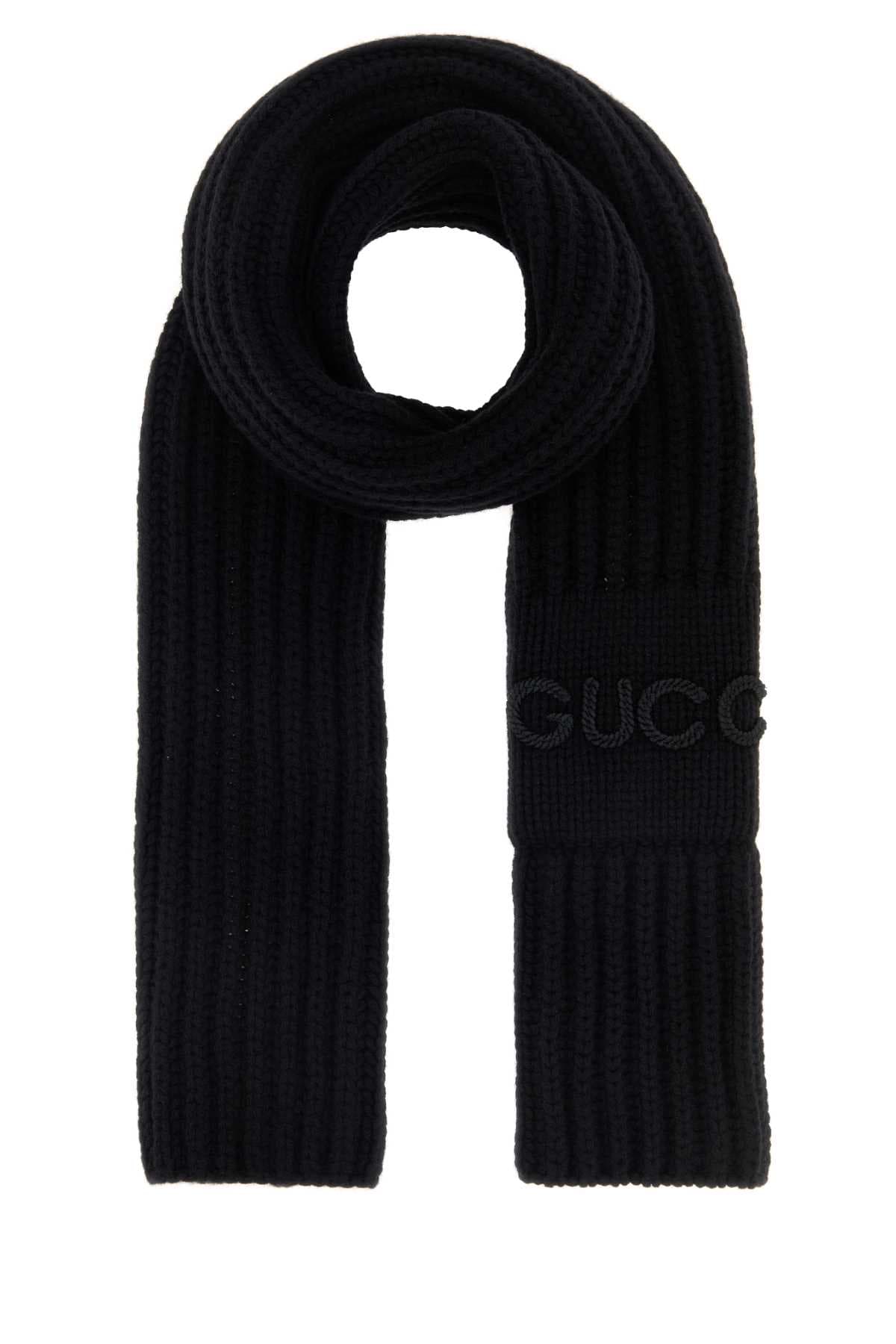 Black wool blend scarf