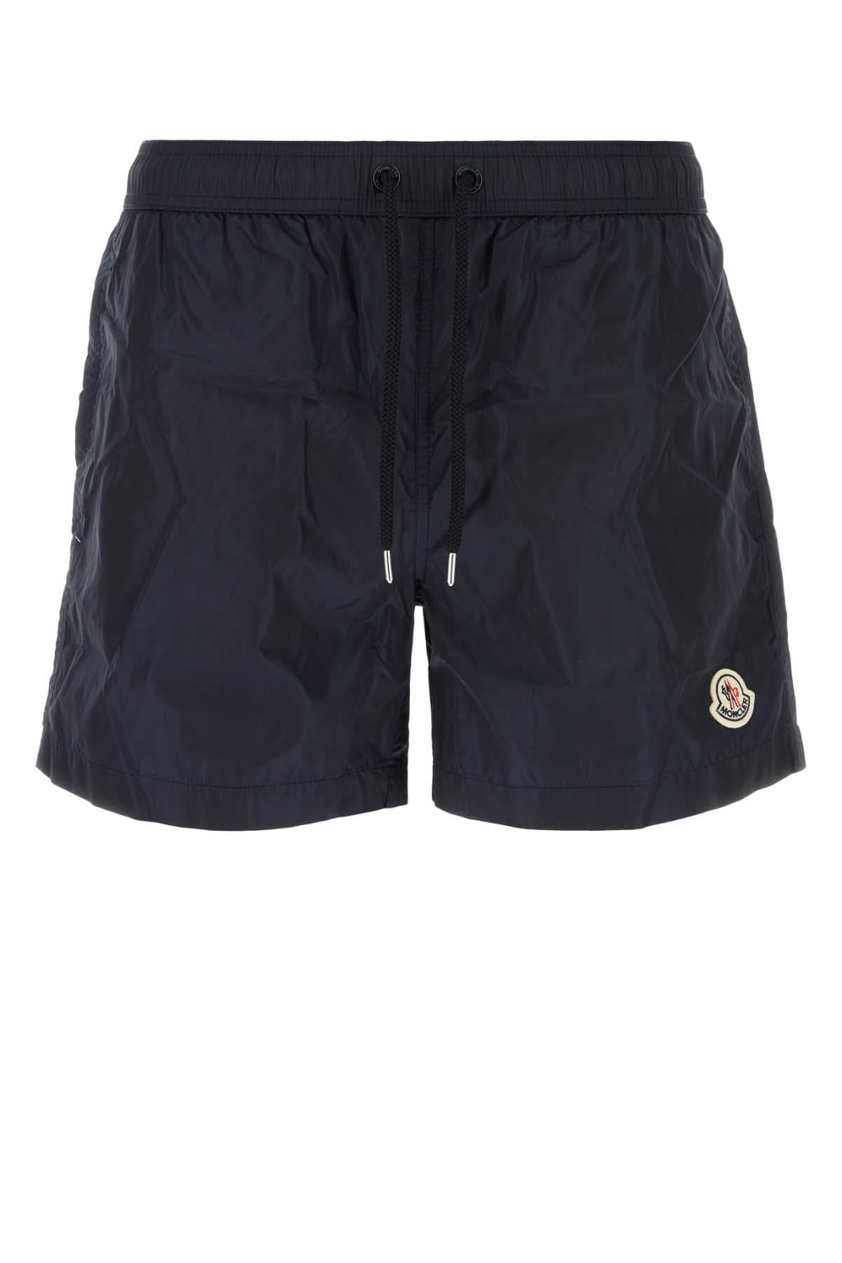 Navy blue nylon swimming shorts