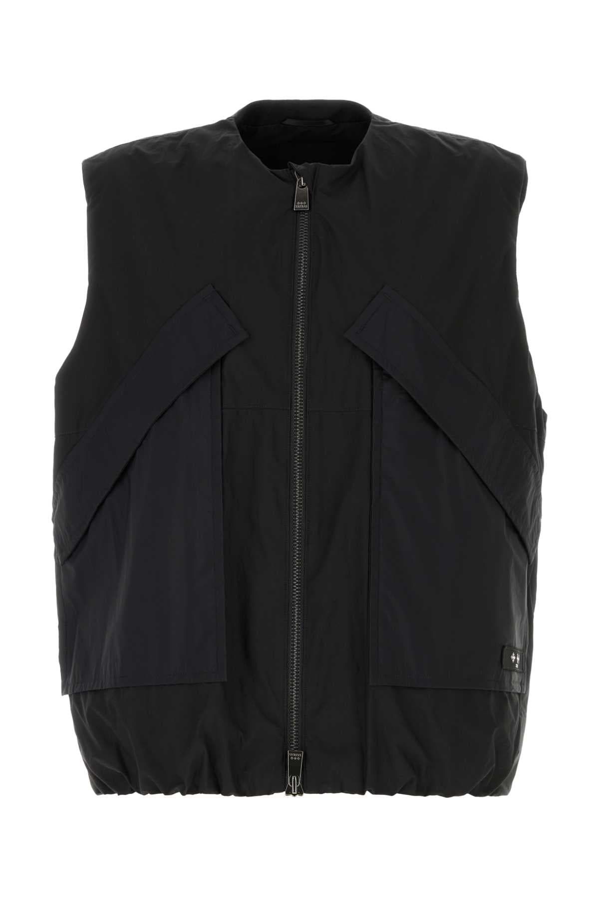 Black cotton blend vest
