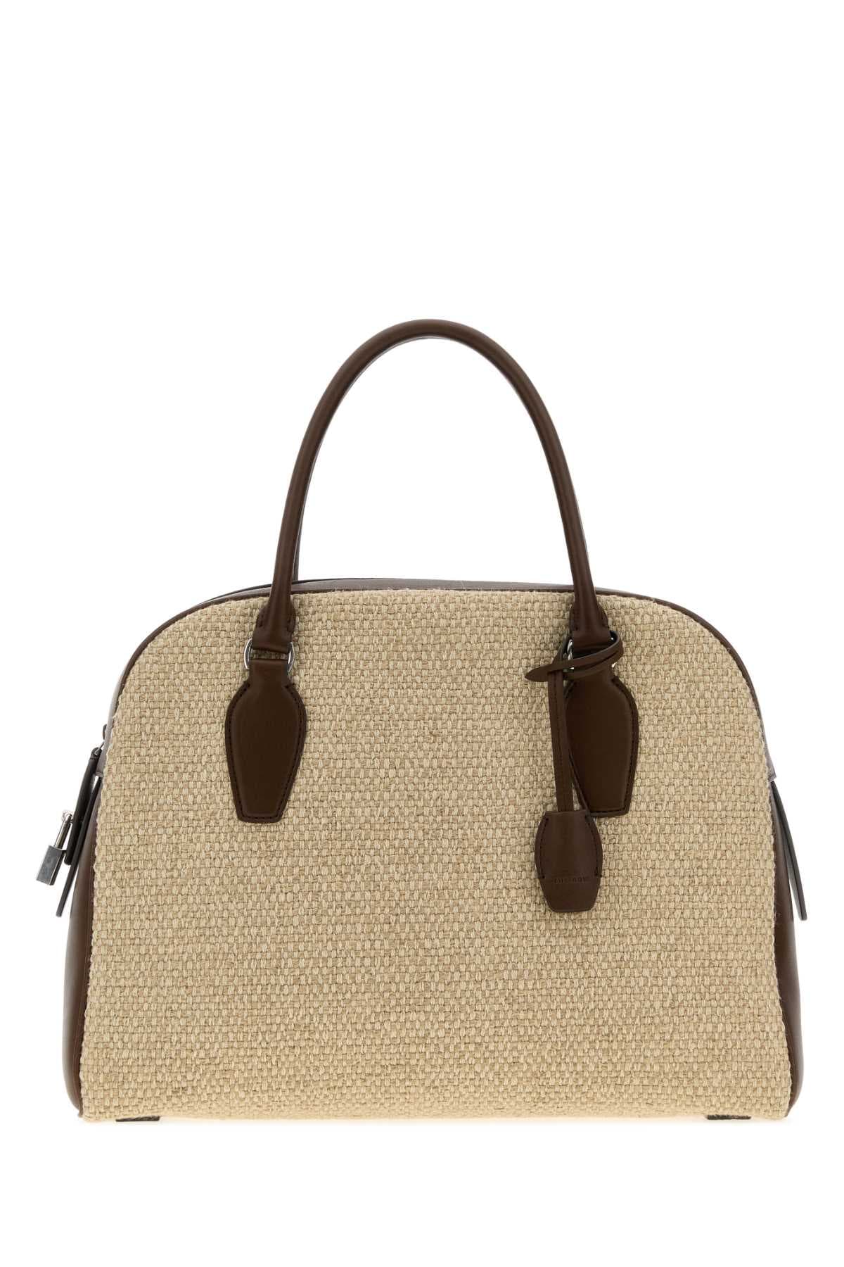 Two-tone canvas and leather India 12.00 handbag