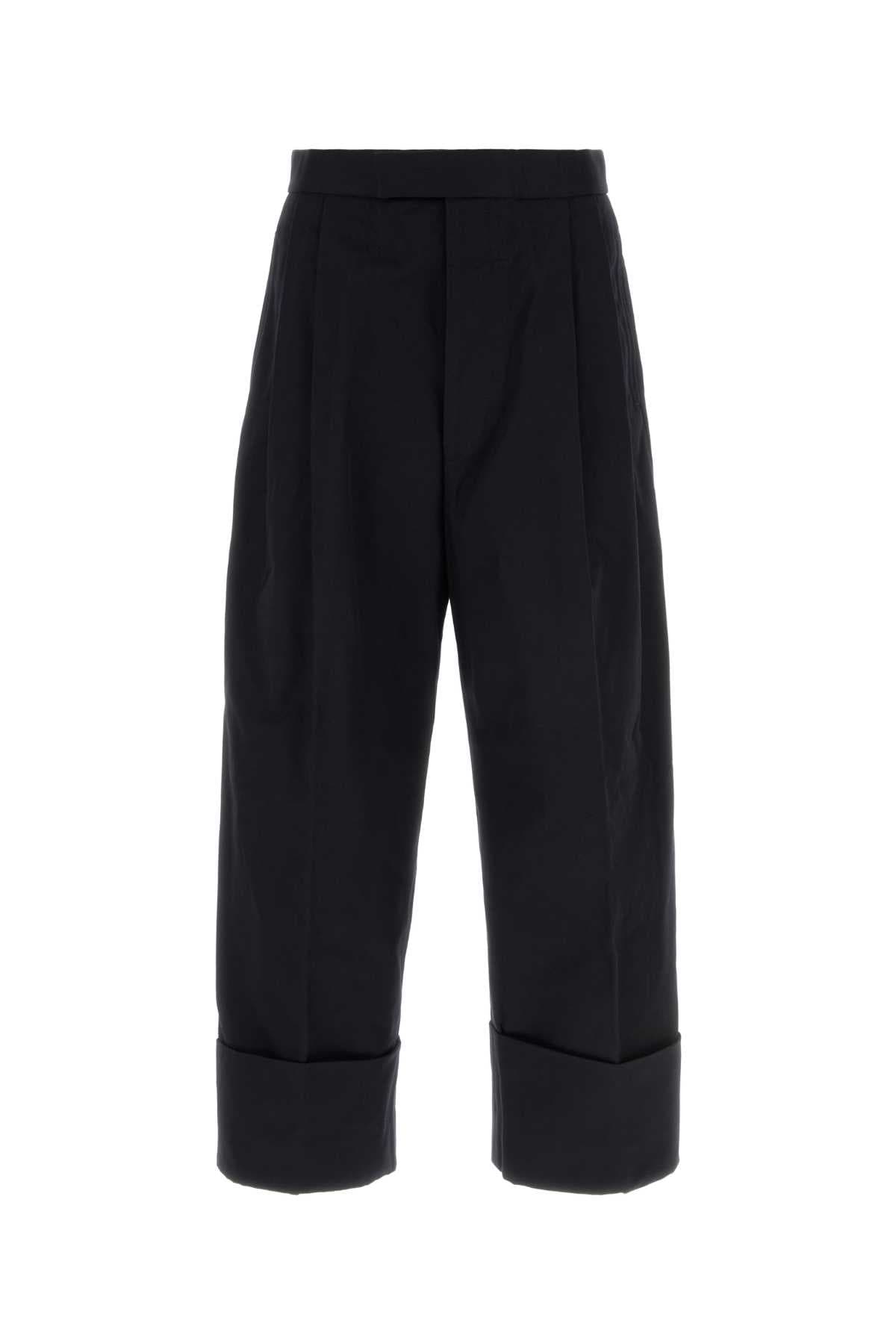 Navy blue cotton wide-leg pant