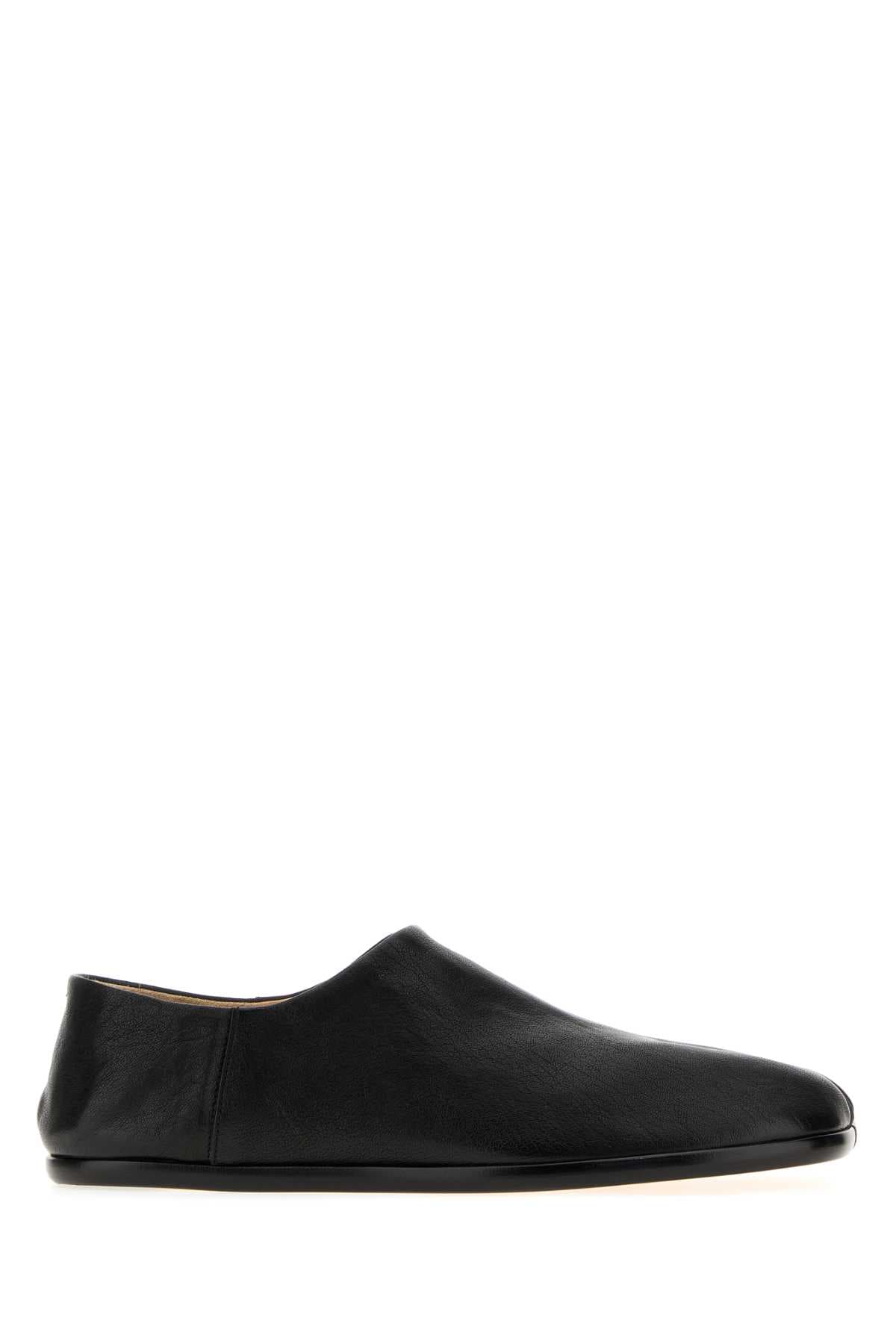 Black leather Tabi loafers