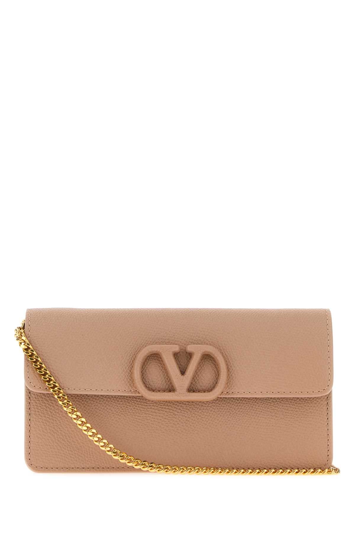 Powder pink leather VLogo Signature wallet