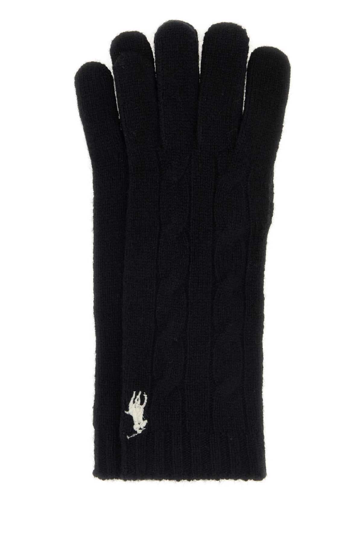 Black wool blend gloves