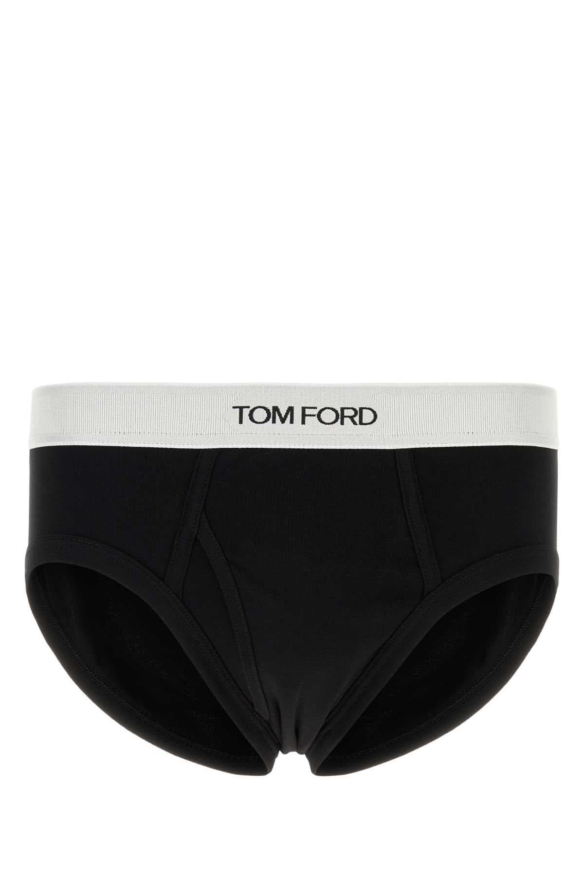 Black stretch cotton brief