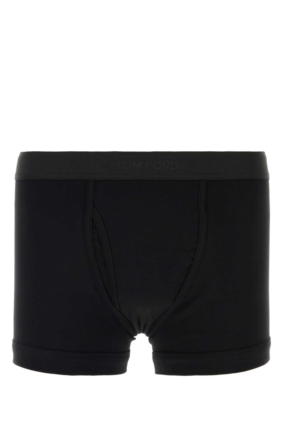 Black stretch cotton boxer