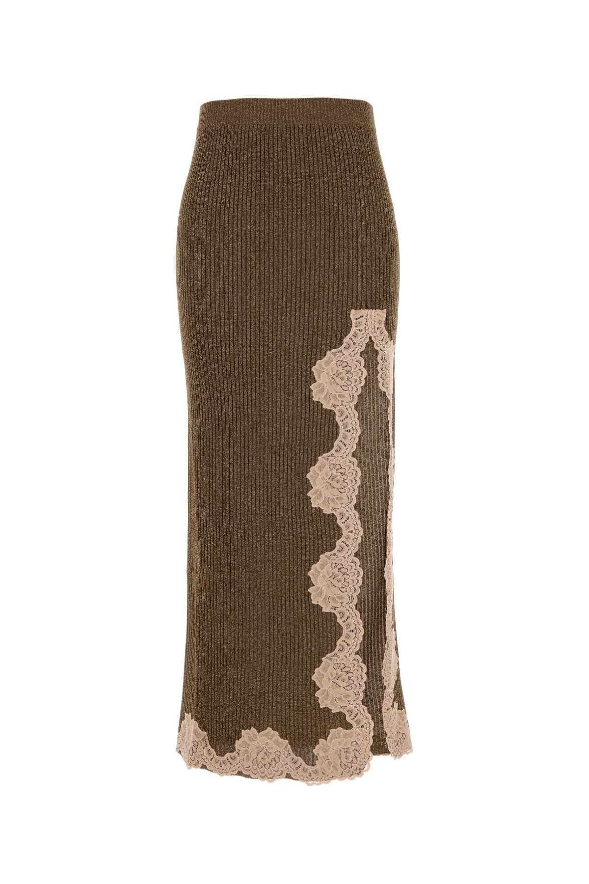 Gold viscose blend skirt