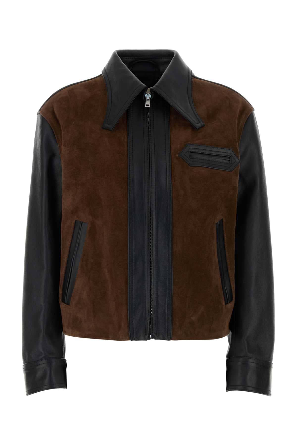 Two-tone leather jacket