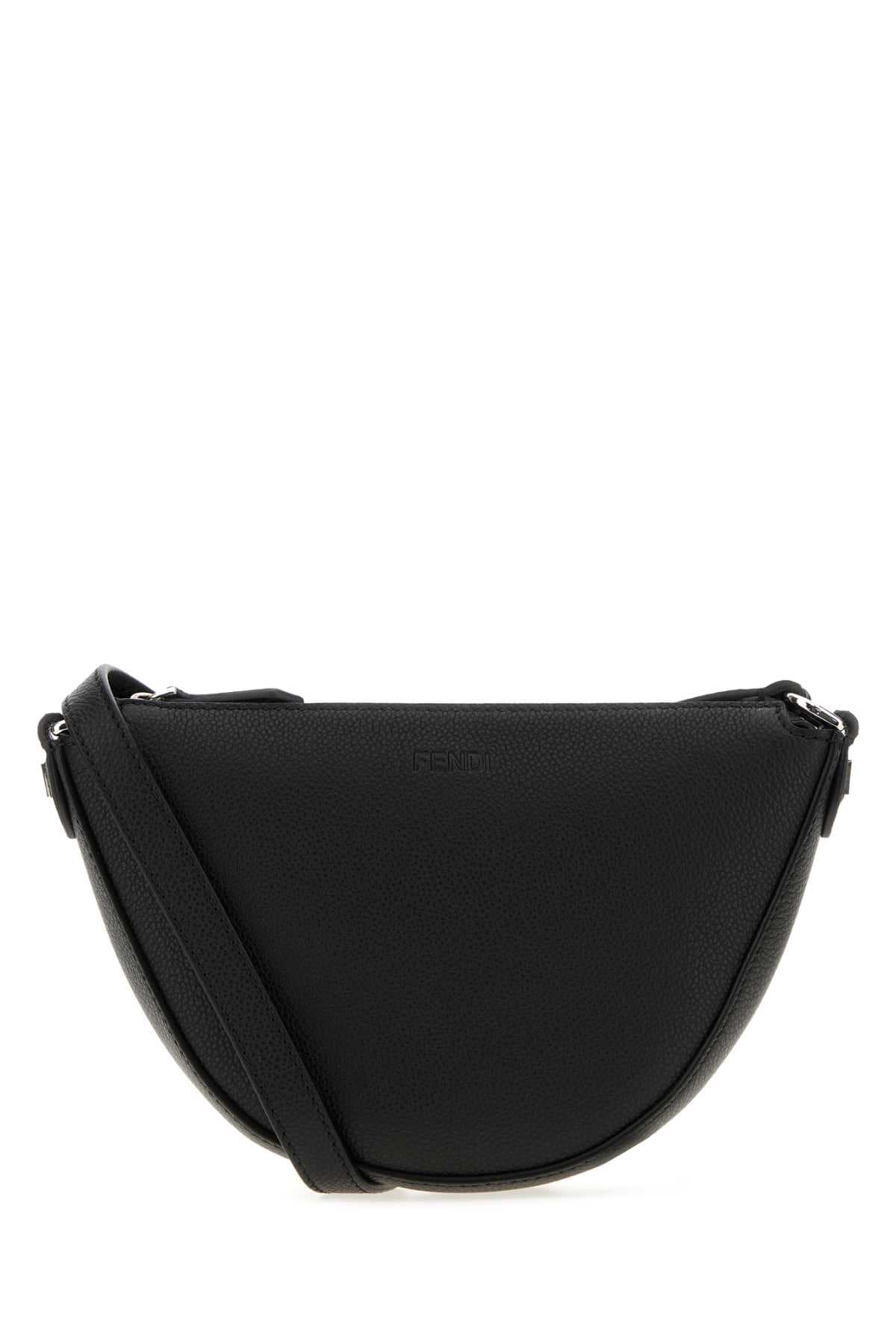 Black leather mini Fendi Melon crossbody bag