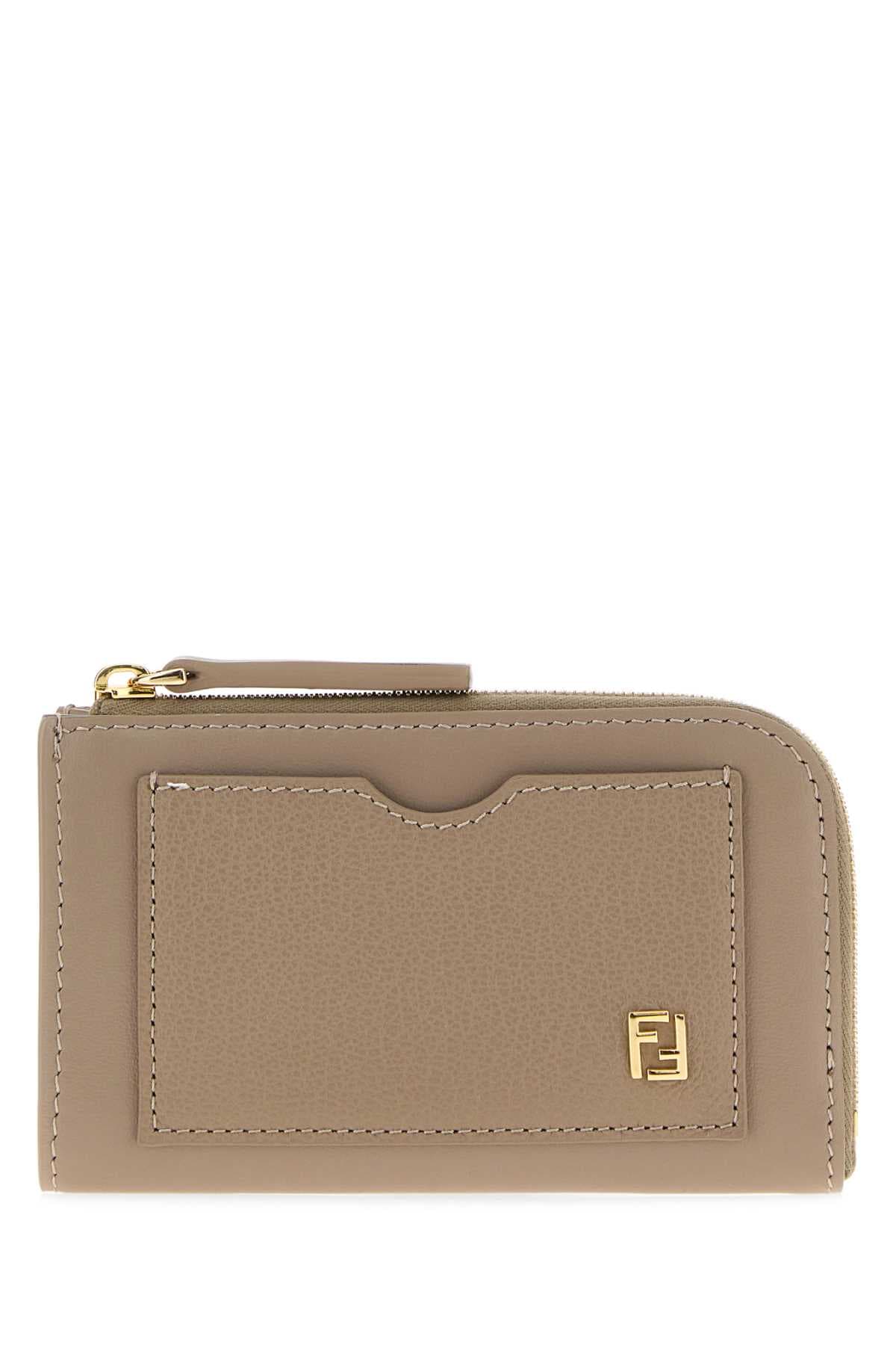 Dove grey leather FF card holder