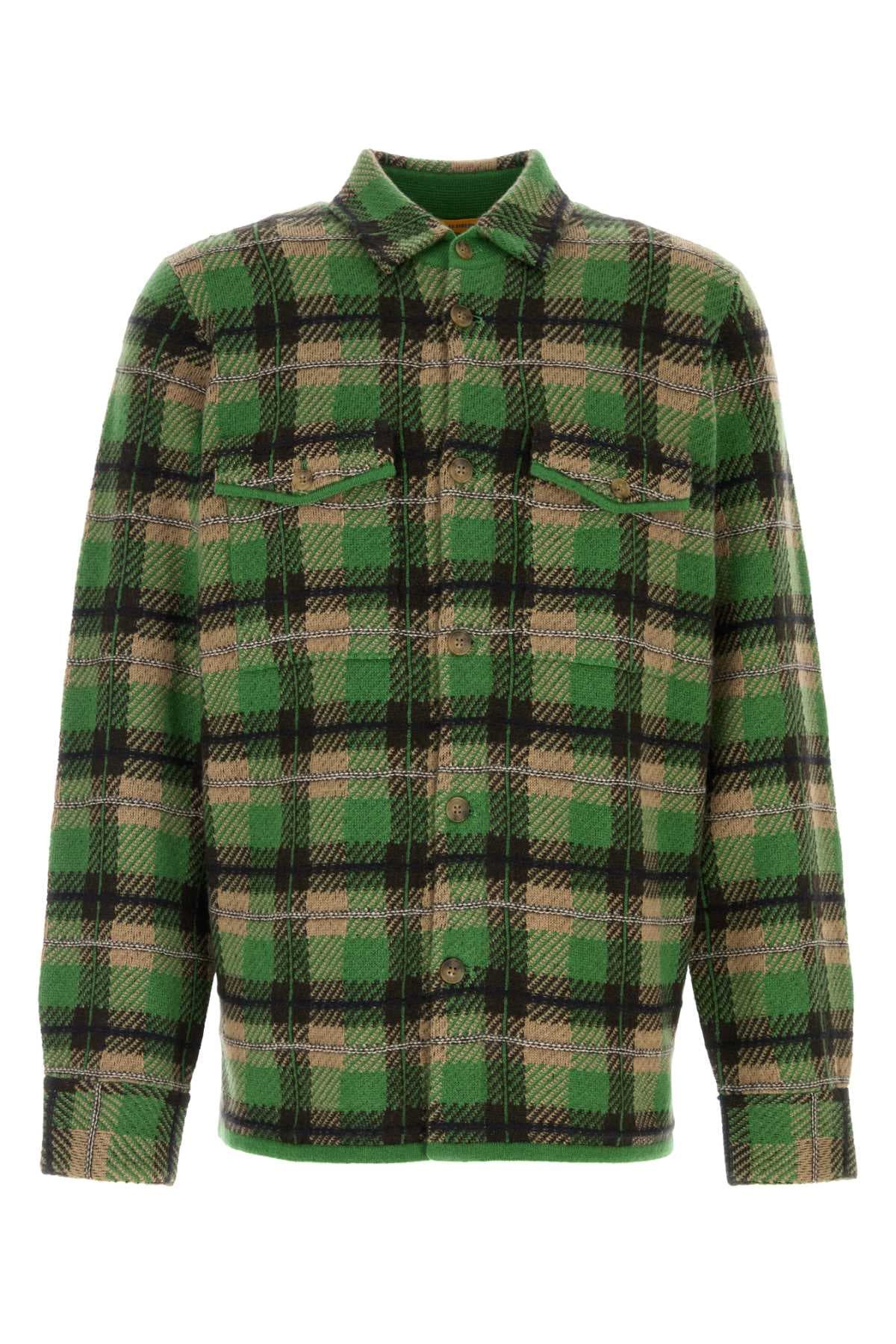Embroidered cashmere Plaid shirt