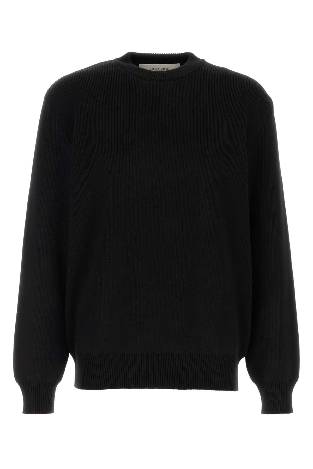Black stretch cotton blend sweater