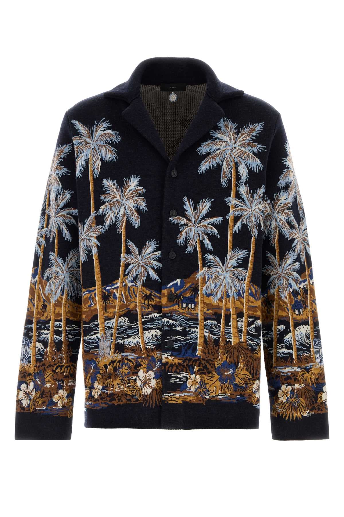 Embroidered wool blend Diamond Head cardigan