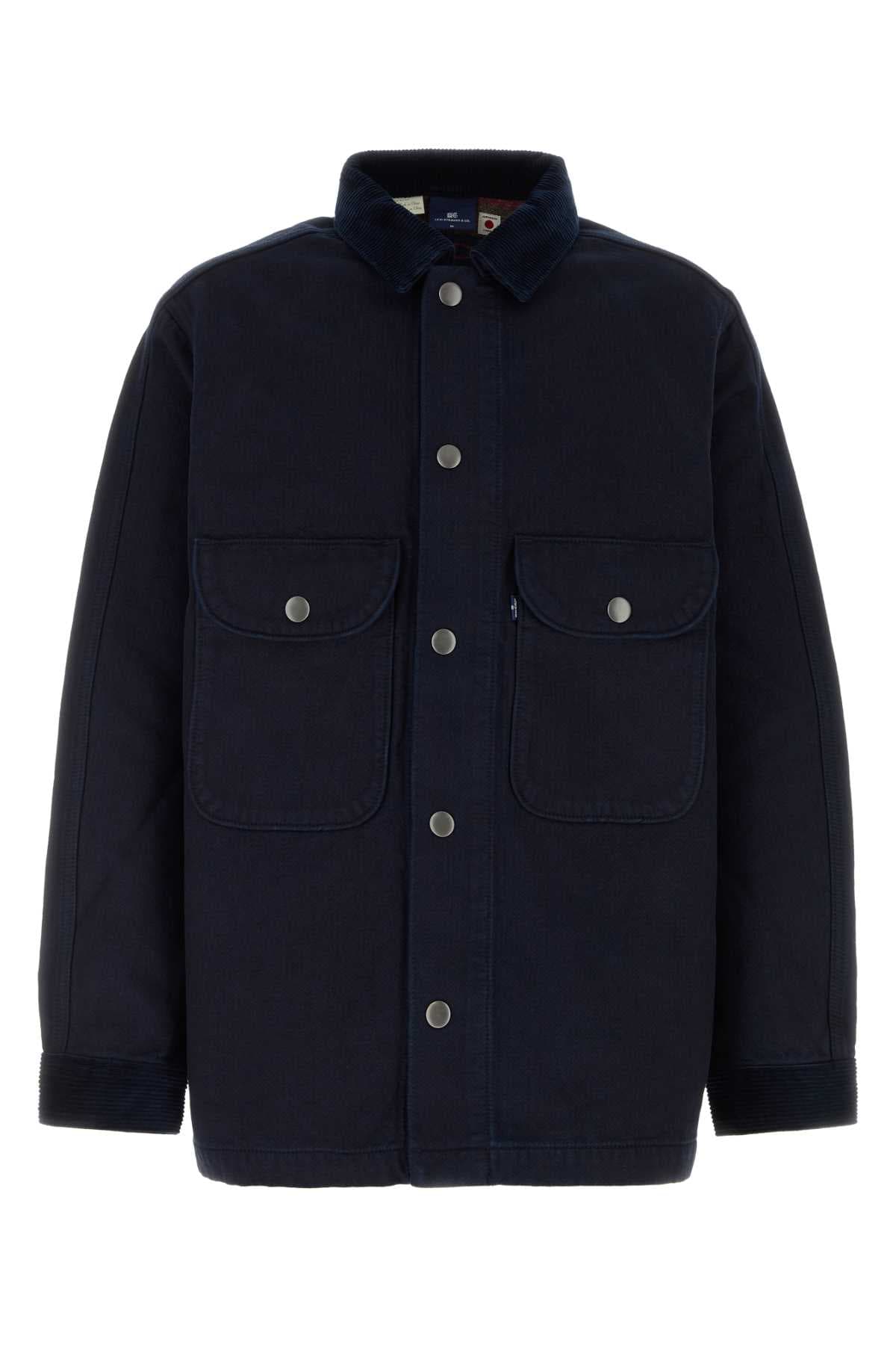 Navy blue cotton blend jacket