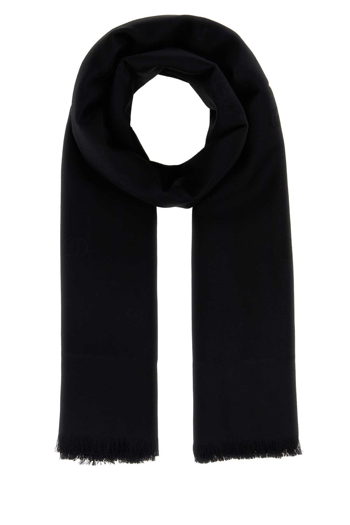 Black silk blend scarf