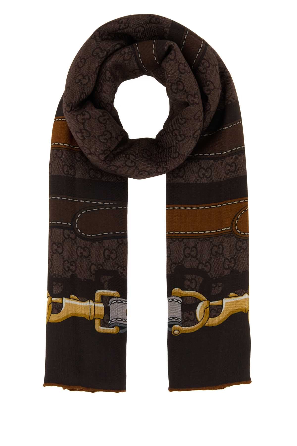 Printed wool blend scarf