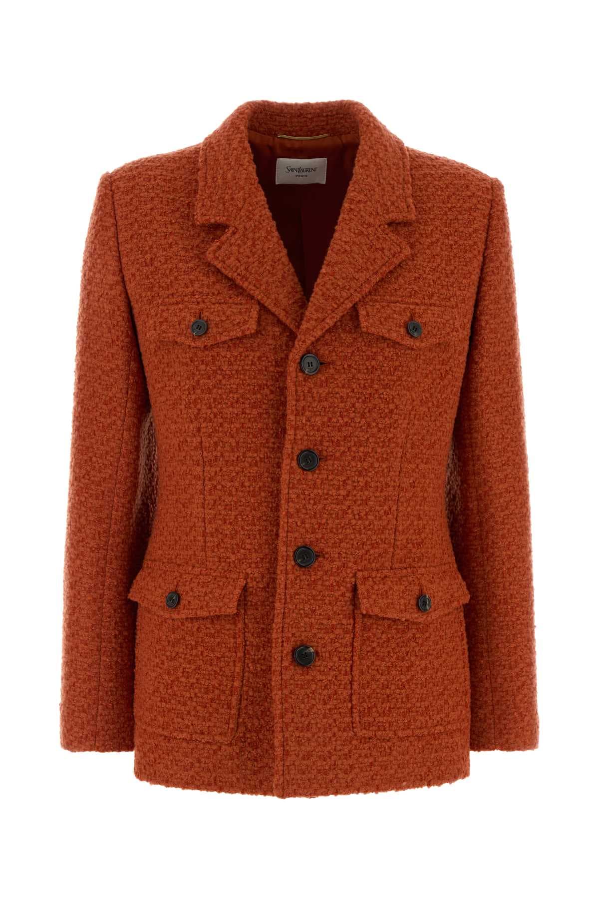 Orange boucle blazer